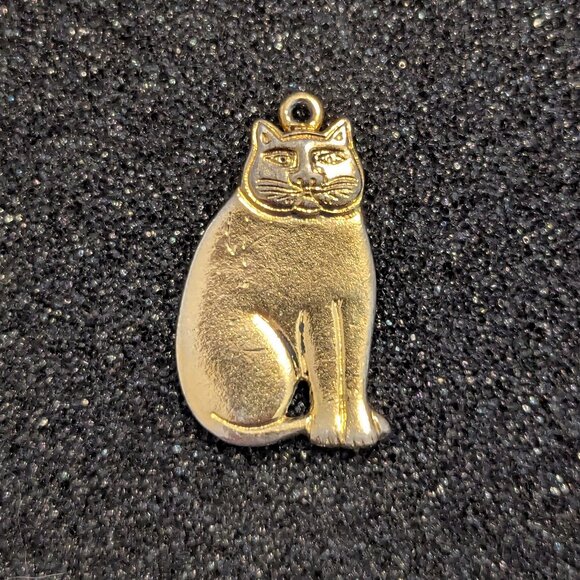 Vintage Cat Laurel Burch Gold Tone Necklace Charm Kitten Kitty Collectible - Picture 2 of 7